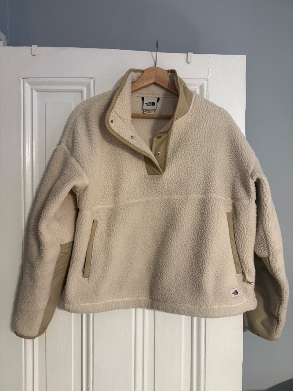 The North Face Sherpa Snap Pullover with Tan Trim